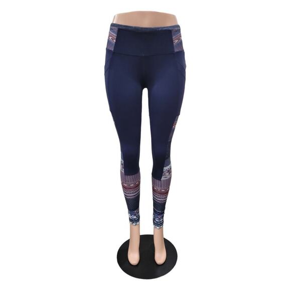 PrAna‎ Women's Chakara Blue Highway Pioneer Aztec Print Leggings Size XS - Picture 1 of 16